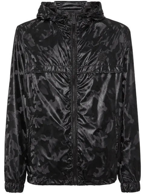 Philipp Plein camouflage-print hooded windbreaker Black FADCMRB2501PNY002N