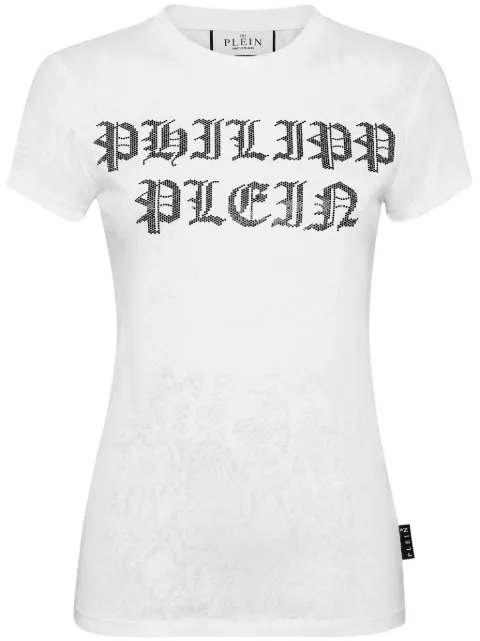 Philipp Plein crystal-embellished cotton T-shirt White FADCWTK3277PJY002N