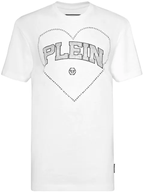 Philipp Plein rhinestone-embellished cotton T-shirt White FADCWTK3260PJY002N