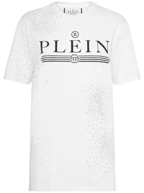 Philipp Plein crystal-embellished cotton T-shirt White FADCWTK3248PJY002N