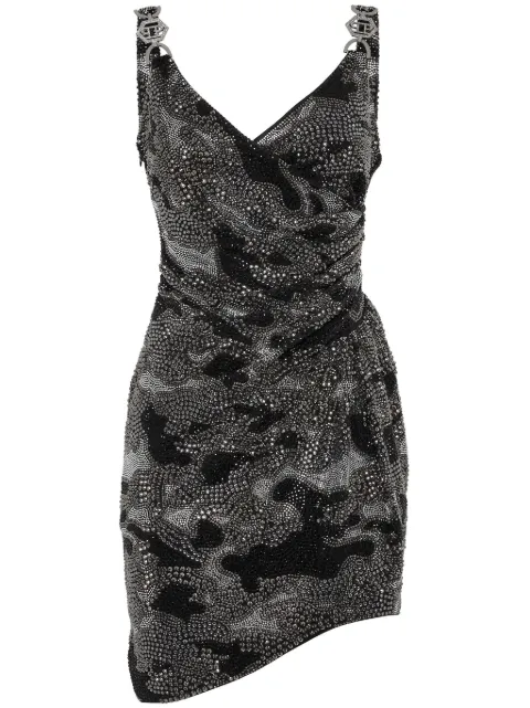 Philipp Plein crystal-embellished ruched minidress Black FADCWRG3100PJY002N