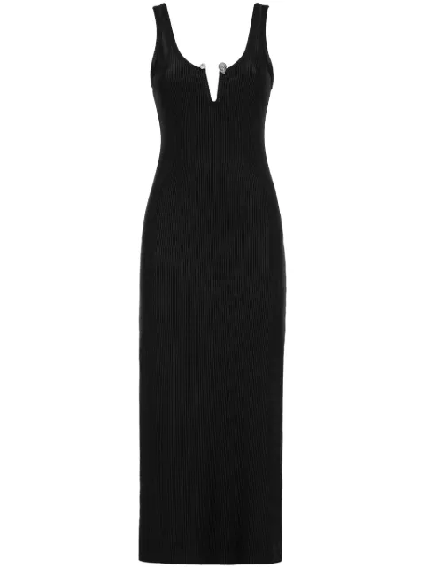 Philipp Plein metallic skull detail ribbed midi dress Black FADCWRG3084PJY002N