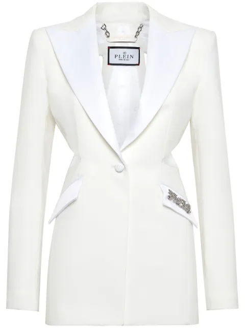 Philipp Plein cut-out satin blazer White FADCWRF0631PTE138N