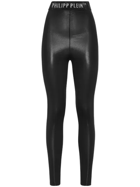 Philipp Plein coated logo-waistband leggings Black FADCWJT1914PJY002N