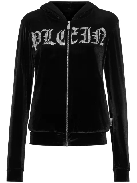 Philipp Plein logo-embellished zip-up hoodie Black FADCWJB1773PTE003N