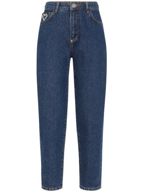 Philipp Plein Heart crystal-embellished tapered jeans Blue FADCWDT2586PDE004N