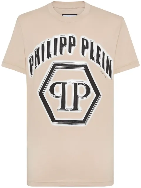 Philipp Plein logo-print cotton T-shirt Neutrals FADCMTK7449PJY002N