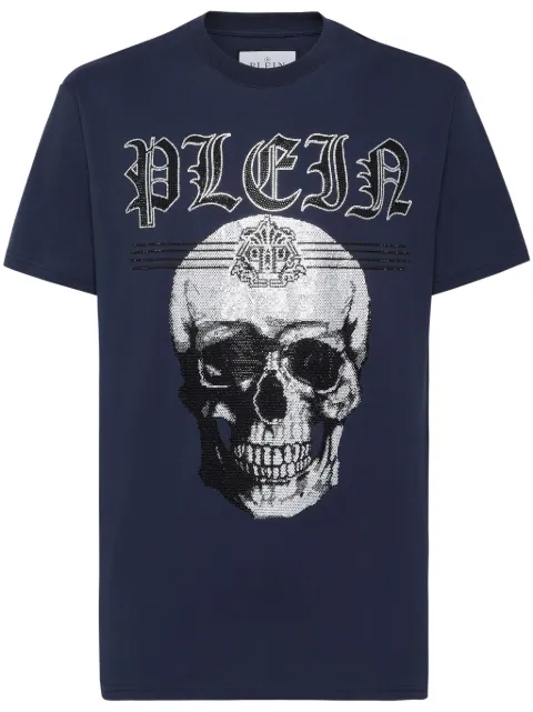 Philipp Plein Skull logo-print cotton T-shirt Blue FADCMTK7434PJY002N