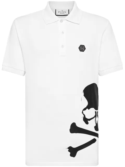 Philipp Plein Skull & Bones cotton polo shirt White FADCMTK7413PJY002N