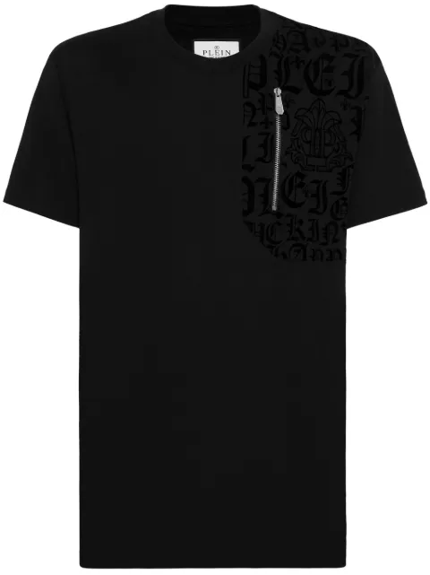 Philipp Plein logo-panel zip-detail T-shirt Black FADCMTK7396PJY002N