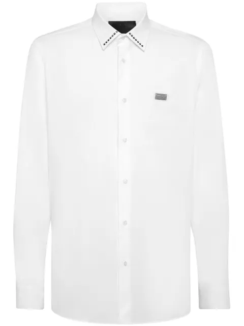 Philipp Plein stud-detailing poplin shirt White FADCMRP2210PTE003N