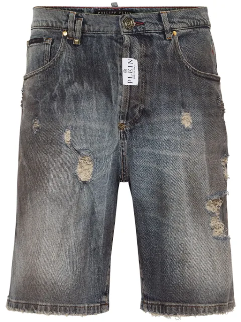 Philipp Plein distressed-effect denim shorts Grey FADCMDT3960PDE004N