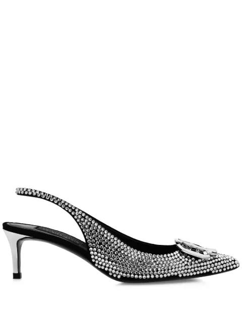Philipp Plein 50mm Gothic Plein slingback pumps Black FADSWSD0554PLE010N