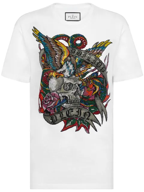 Philipp Plein tattoo motif cotton T-shirt White FADCWTK3189PJY002N