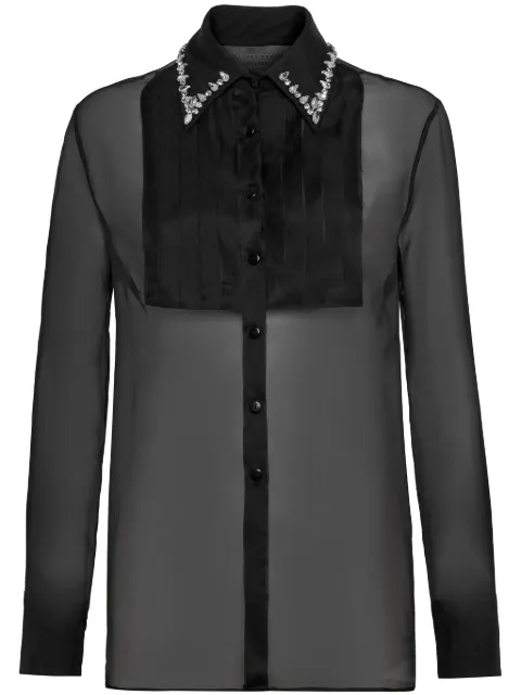 Philipp Plein embellished long-sleeve shirt Black FADCWRP0467PTE003N