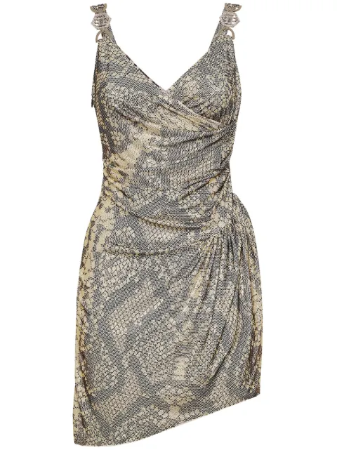 Philipp Plein rhinestone-embellished mini dress Neutrals FADCWRG3097PJY002N
