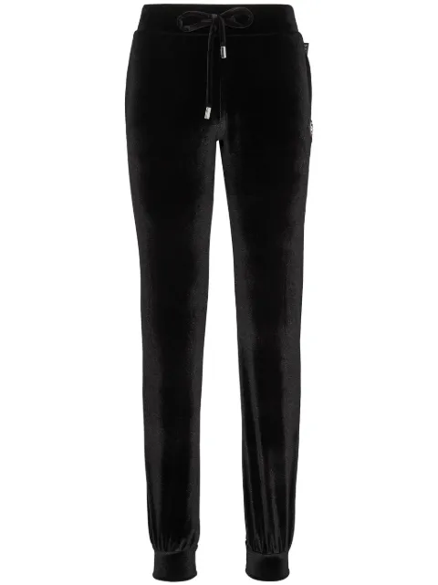 Philipp Plein logo-embellished velvet track pants Black FADCWJT1991PTE003N