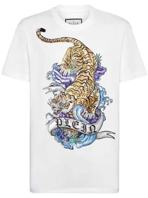 Philipp Plein Tattoo-print cotton T-shirt White FADCMTK7849PJY002N
