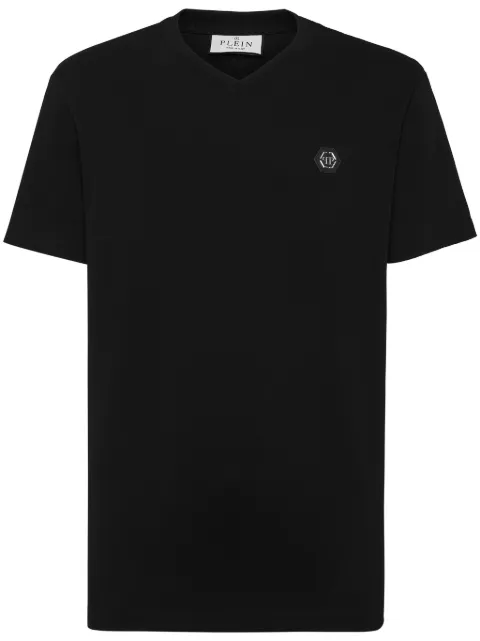 Philipp Plein logo-appliqué cotton T-shirt Black FADCMTK7609PJY002N
