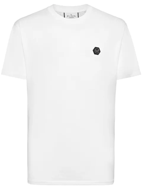 Philipp Plein crystal-embellished cotton T-shirt White FADCMTK7585PJY002N