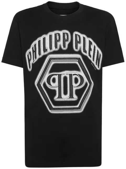 Philipp Plein logo-print cotton T-shirt Black FADCMTK7449PJY002N