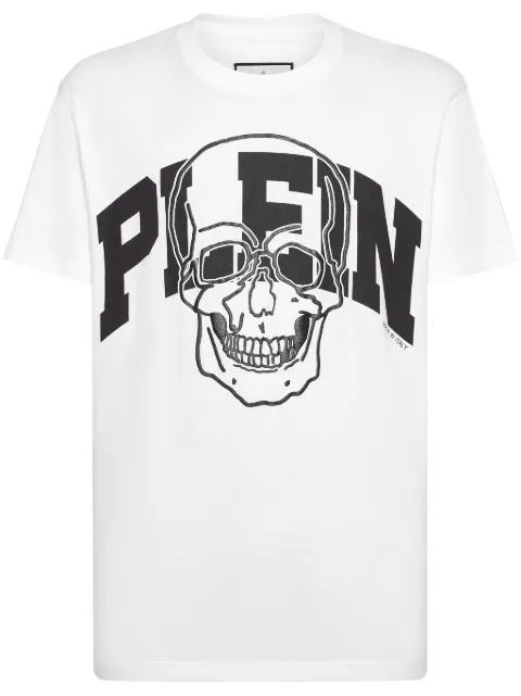Philipp Plein Skull-print cotton T-shirt White FADCMTK7446PJY002N