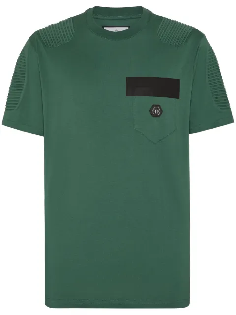Philipp Plein logo-appliqué cotton T-shirt Green FADCMTK7418PJY002N