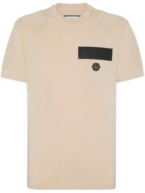 Philipp Plein logo-appliqué cotton T-shirt Neutrals FADCMTK7418PJY002N
