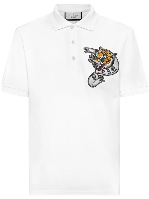 Philipp Plein Tattoo-embroidered polo shirt White FADCMTK7392PJY002N