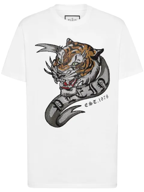 Philipp Plein Tattoo-print cotton T-shirt White FADCMTK7387PJY002N