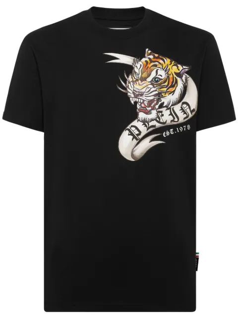 Philipp Plein graphic-print cotton T-shirt Black FADCMTK7101PJY002N