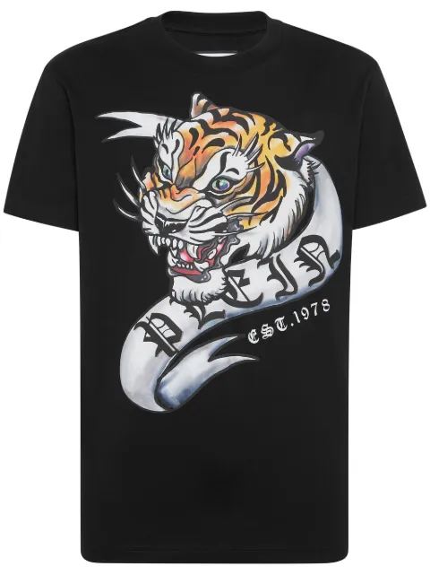Philipp Plein SS Tattoo tiger-printed t-shirt Black FADCMTK7098PJY002N