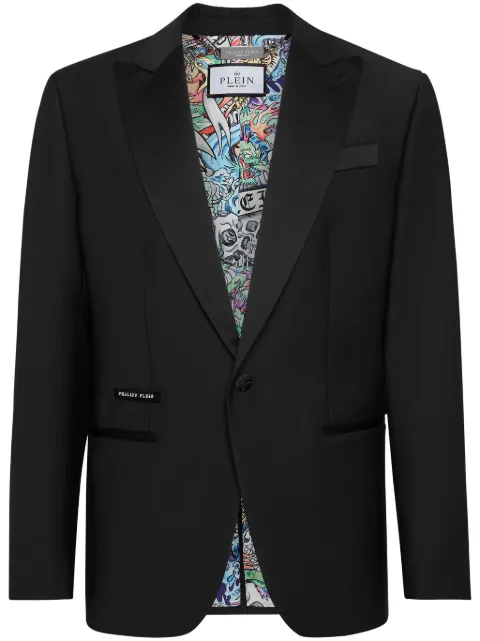 Philipp Plein beaded peak-lapel blazer Black FADCMRF1816PTE076N