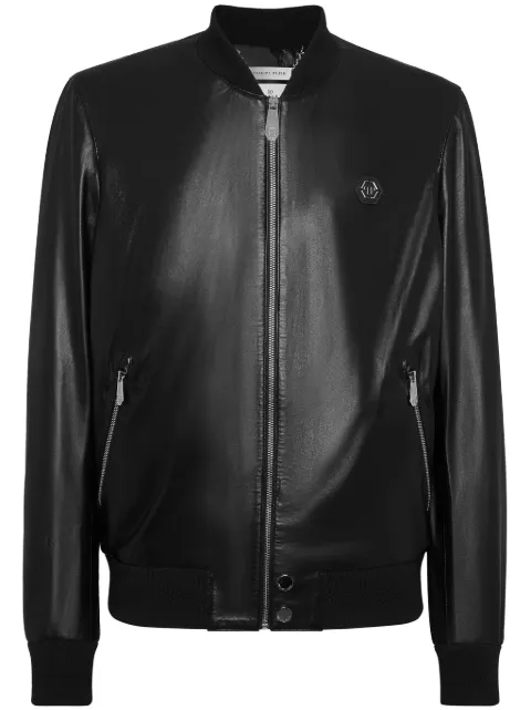 Philipp Plein leather bomber Black FADCMLB1887PLE010N