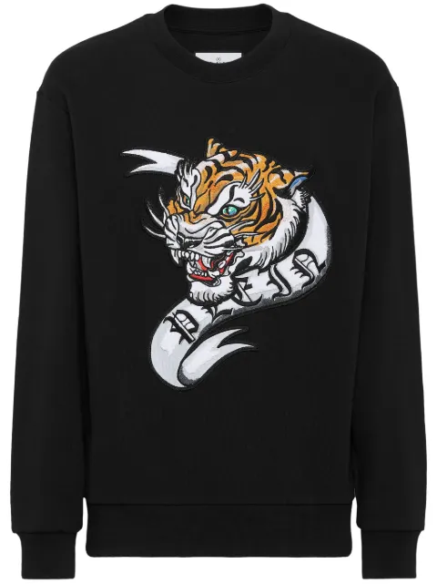 Philipp Plein tattoo-print cotton sweatshirt Black FADCMJO1186PJO002N