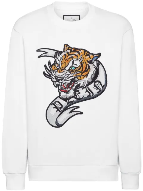 Philipp Plein tattoo-print cotton sweatshirt White FADCMJO1186PJO002N