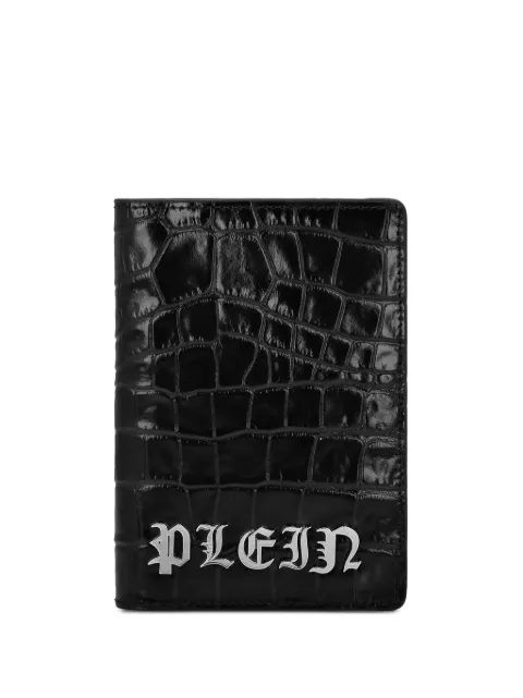 Philipp Plein crocco printed leather passport cover Gothic Plein Black FADAMVG0517PLE010N