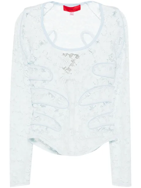 Eckhaus Latta Seraph floral-lace top Blue 9021ELSS24RE