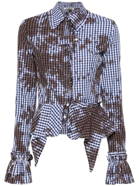 Ottolinger stained gingham ruffled shirt Blue 1103302