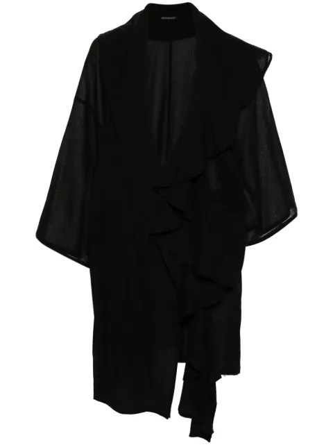Yohji Yamamoto textured draped midi coat Black FSC62009