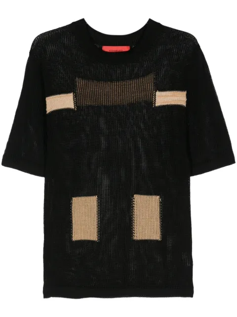 Eckhaus Latta open-knit colour-block jumper Black 8070ELSS24