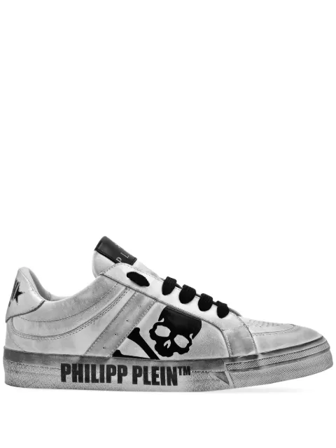 Philipp Plein Skull & Bones metallic-effect sneakers White FADSUSC0638PLE005N