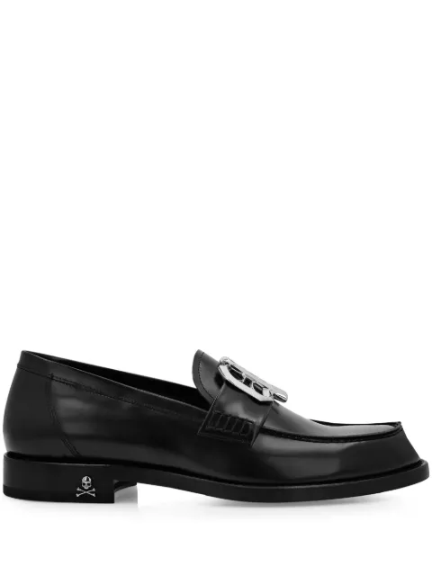 Philipp Plein logo-plaque leather loafers Black FADSUSB0009PLE010N