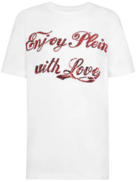 Philipp Plein slogan-print cotton T-shirt White FADCWTK3326PJY002N