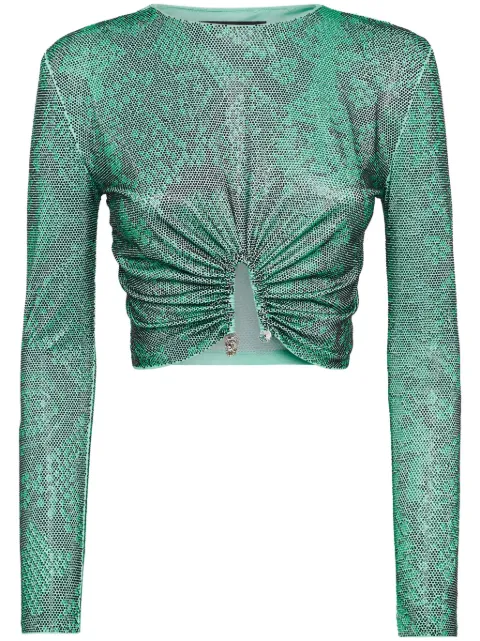 Philipp Plein glass crystal embellishment T-shirt Green FADCWTK3313PJY002N
