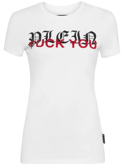 Philipp Plein lettering cotton T-shirt White FADCWTK3273PJY002N