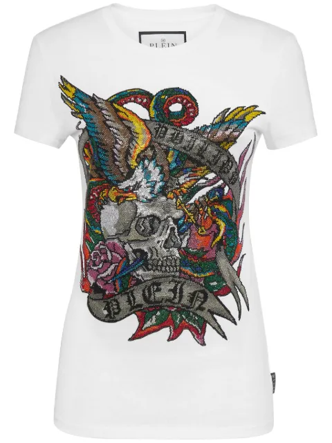Philipp Plein tattoo-embellished T-shirt White FADCWTK3188PJY002N