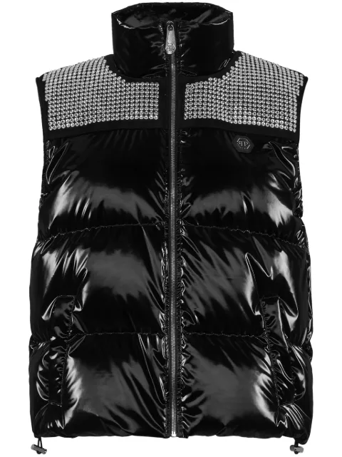 Philipp Plein crystal-embellished padded gilet Black FADCWRC0116PNY002N