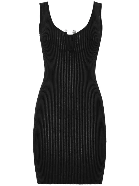 Philipp Plein coated ribbed-knit minidress Black FADCWKG0407PKN002N