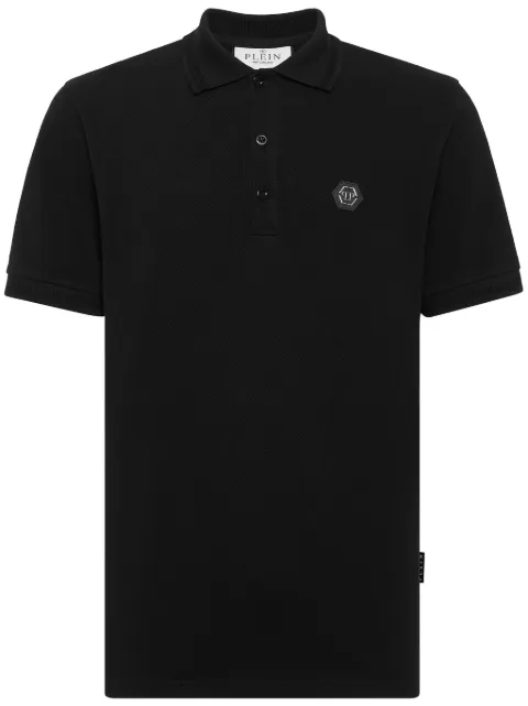 Philipp Plein skull-print rhinestone-embellished polo shirt Black FADCMTK7666PJY002N
